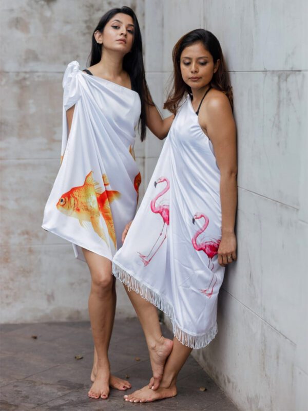 Gold Fish / Flamingo Silk Wrap