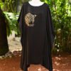 Gold Panthera Head Silk Kaftan Dress