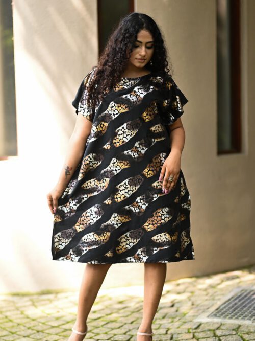 Serpent Print Striped Kaftan Dress