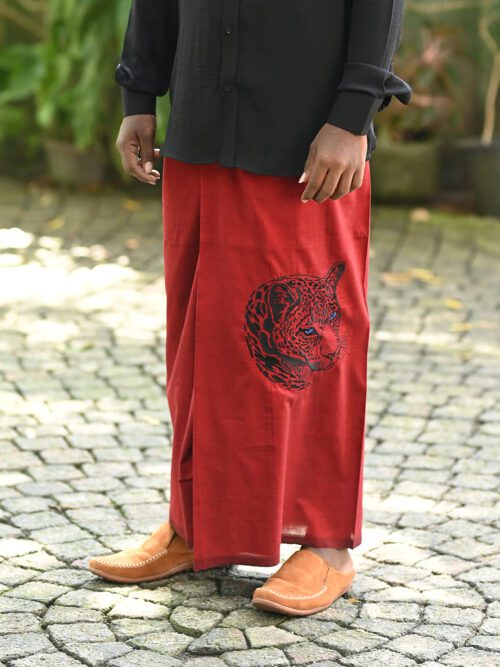 Panther Head Embroidery Handloom Cotton Sarong