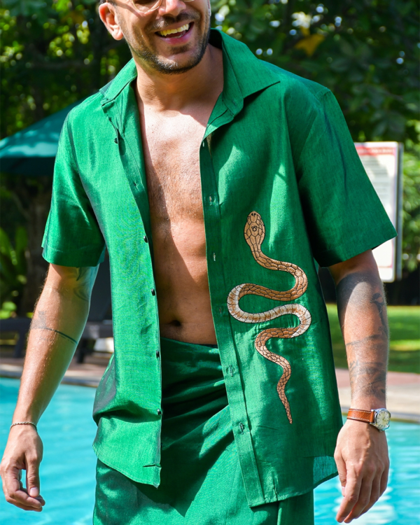 Golden Reptile Cotton Shirt