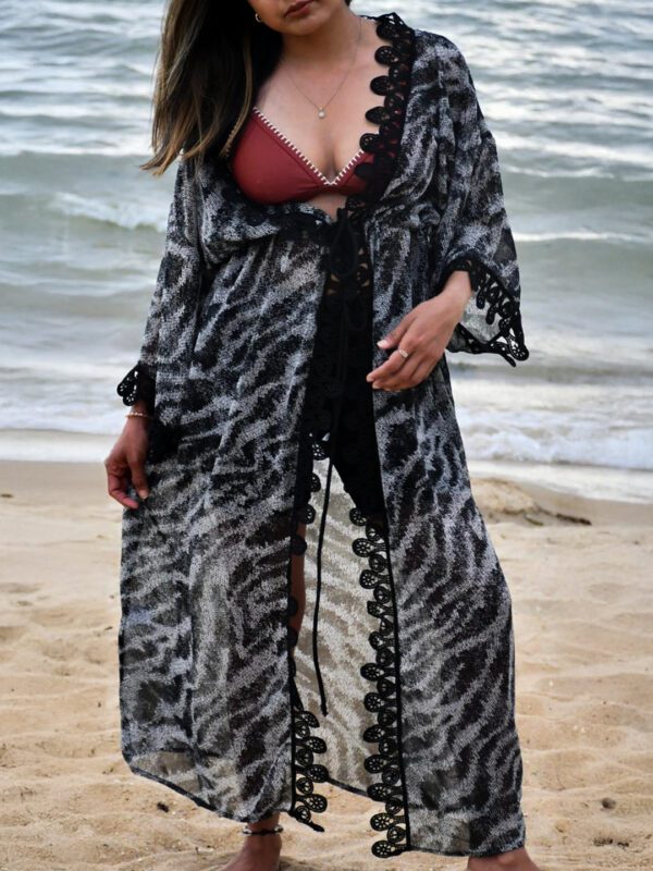 Chiffon Printed Tasseled Robe