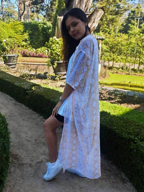 Chiffon Serpent Print Long Cardigan